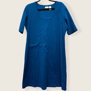 Kim Rogers Knit dress Teal Blue Scoop Neck Dress
